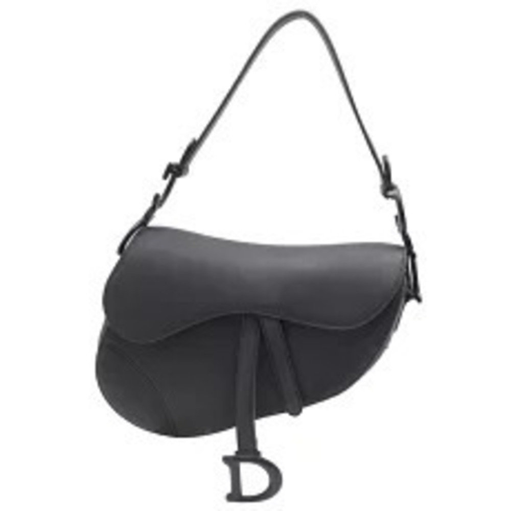 Christian Dior Saddle Bag Shoulder Leather Black